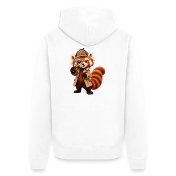 Roter Panda-Detektiv mit Lupe - Unisex Premium Bio Zip Hoodie - Weiß - Hinten - Thijin (182cm)