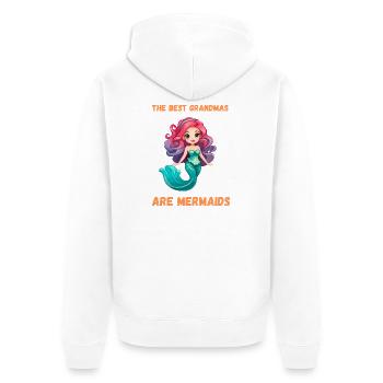 Die besten Großmütter sind Meerjungfrauen Oma Ocean Vibe Art - Unisex Premium Bio Zip Hoodie - Weiß - Hinten - Thijin (182cm)