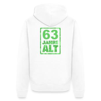 63 - Unisex Premium Bio Zip Hoodie - Weiß - Hinten - Thijin (182cm)