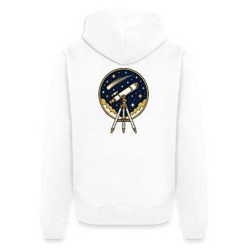 Teleskop Sternenhimmel Komet Astronomie Vektor Shi - Unisex Premium Bio Zip Hoodie - Weiß - Hinten - Thijin (182cm)