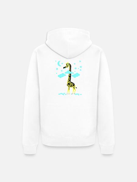 sternenfresser giraffe - Unisex Premium Organic Zip Hoodie - white