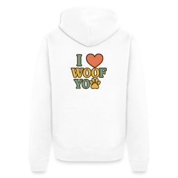 J’adore le design de cœur de patte WOOF - Veste à capuche bio Premium Unisexe - blanc - Dos - Thijin (182cm)