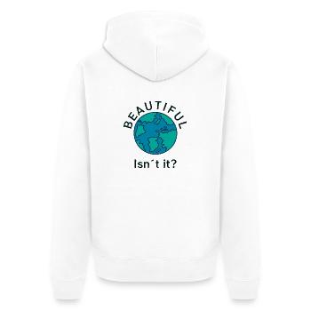 Beautiful Earth - Unisex Premium Bio Zip Hoodie - Weiß - Hinten - Thijin (182cm)