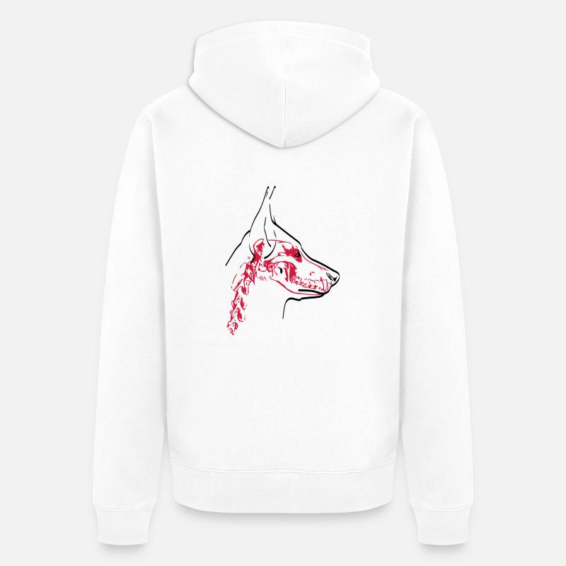 Hunde Skull - Unisex Premium Bio Zip Hoodie - Weiß
