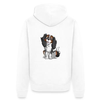 Cavalier King Charles - Noir Tricolore - Veste à capuche bio Premium Unisexe - blanc - Dos - Thijin (182cm)