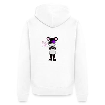 Panda I DONT CARE - Unisex Premium Organic Zip Hoodie - white - Back - Thijin (182cm)