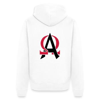 Alpha & Omega - Veste à capuche bio Premium Unisexe - blanc - Dos - Thijin (182cm)