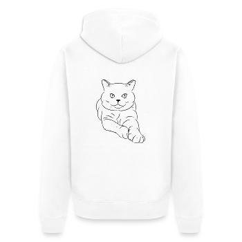 britishshorthair - Unisex Premium Bio Zip Hoodie - Weiß - Hinten - Thijin (182cm)