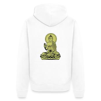 Sitting Buddha eu - Unisex Premium Organic Zip Hoodie - white - Back - Thijin (182cm)