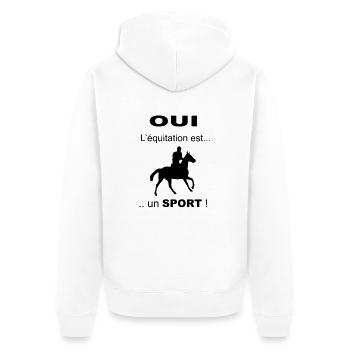 L'équitation est un sport ! - Veste à capuche bio Premium Unisexe - blanc - Dos - Thijin (182cm)