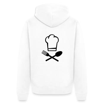 koch_muetze_besteck_f1 - Veste à capuche bio Premium Unisexe - blanc - Dos - Thijin (182cm)