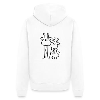 Süße Giraffen Familie mit Kind Mama Papa Giraffe - Unisex Premium Bio Zip Hoodie - Weiß - Hinten - Thijin (182cm)