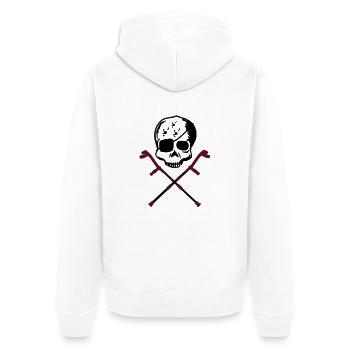 krücken totenkopf - Unisex Premium Bio Zip Hoodie - Weiß - Hinten - Thijin (182cm)