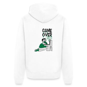 jeu sur toilette wc toilette puke vomir pause - Veste à capuche bio Premium Unisexe - blanc - Dos - Thijin (182cm)