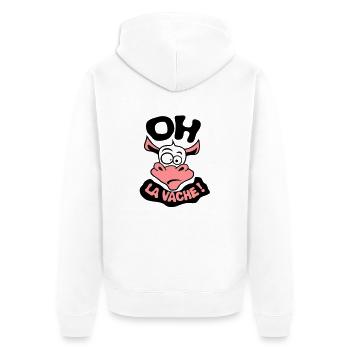 oh Kuh Begriff Zitat exclamat - Unisex Premium Bio Zip Hoodie - Weiß - Hinten - Thijin (182cm)