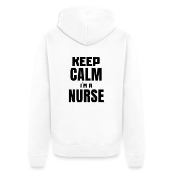 Keep calm i´m a nurse - Unisex Premium Bio Zip Hoodie - Weiß - Hinten - Thijin (182cm)
