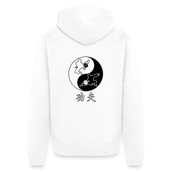 Kung Fu - Unisex Premium Bio Zip Hoodie - Weiß - Hinten - Thijin (182cm)
