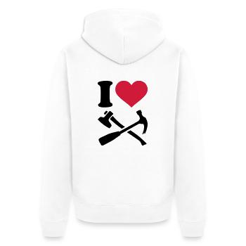 Werkzeug - Unisex Premium Bio Zip Hoodie - Weiß - Hinten - Thijin (182cm)