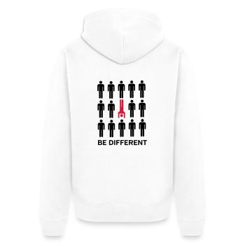 Be Different (Handstand) - Veste à capuche bio Premium Unisexe - blanc - Dos - Thijin (182cm)