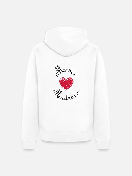 merci maîtresse cadeau fin année - Veste à capuche bio Premium Unisexe - blanc
