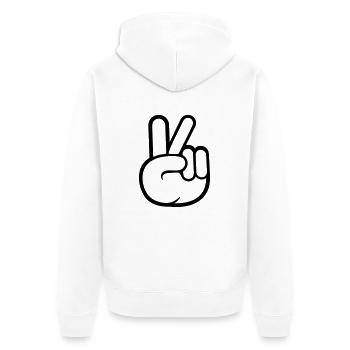 Peace Zeichen Hand Frieden Cool - Unisex Premium Bio Zip Hoodie - Weiß - Hinten - Thijin (182cm)