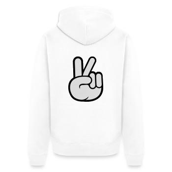 Peace Zeichen Hand Frieden Cool - Unisex Premium Bio Zip Hoodie - Weiß - Hinten - Thijin (182cm)
