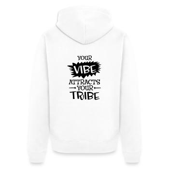 Your Vibe Attracts Your Tribe - Unisex Premium Organic Zip Hoodie - white - Back - Thijin (182cm)