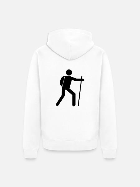 Wandelaar pictogram vector design - wandelen t-shirt - Uniseks Premium bio ziphoodie - wit