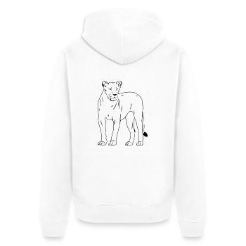 Lion - Löwe - Löwin - Unisex Premium Bio Zip Hoodie - Weiß - Hinten - Thijin (182cm)