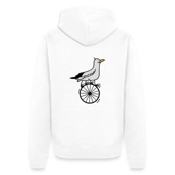 begabte Möwe - Unisex Premium Bio Zip Hoodie - Weiß - Hinten - Thijin (182cm)