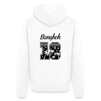 bangkok 18 - Unisex Premium Bio Zip Hoodie - Weiß - Hinten - Thijin (182cm)
