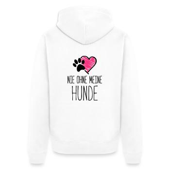 hunde nie ohne herz - Unisex Premium Bio Zip Hoodie - Weiß - Hinten - Thijin (182cm)