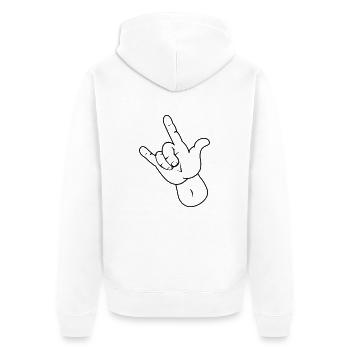 hand - Unisex Premium Bio Zip Hoodie - Weiß - Hinten - Thijin (182cm)