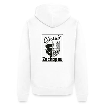 Classic Enduro MZ Zschopau Vintage Ore Mountains - Unisex Premium Organic Zip Hoodie - white - Back - Thijin (182cm)