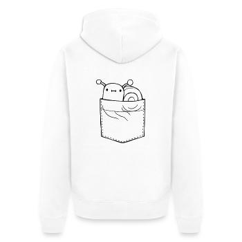 On the go snail shirt pocket - Unisex Premium Organic Zip Hoodie - white - Back - Thijin (182cm)