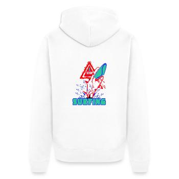 Arrêt - Surf - Veste à capuche bio Premium Unisexe - blanc - Dos - Thijin (182cm)