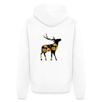 Hirsch - Unisex Premium Bio Zip Hoodie - Weiß - Hinten - Thijin (182cm)