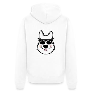 Lustig Hund mit sonnenbrille - Unisex Premium Bio Zip Hoodie - Weiß - Hinten - Thijin (182cm)