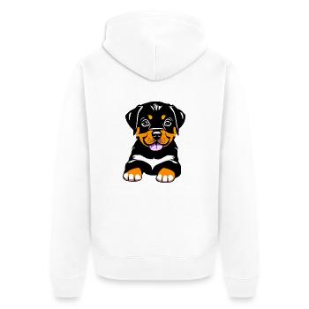 Chiot Rottweiler Chien Chiens Rottweiler Chiot - Veste à capuche bio Premium Unisexe - blanc - Dos - Thijin (182cm)