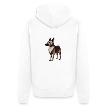Minimalistischer Hund - Unisex Premium Bio Zip Hoodie - Weiß - Hinten - Thijin (182cm)