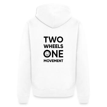 HappyBike - Two Wheels One Movement - black - Unisex Premium Bio Zip Hoodie - Weiß - Hinten - Thijin (182cm)