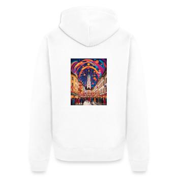 Münchner Festfarben - Unisex Premium Bio Zip Hoodie - Weiß - Hinten - Thijin (182cm)