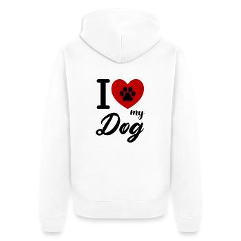 i love my dog - Unisex Premium Bio Zip Hoodie - Weiß - Hinten - Thijin (182cm)