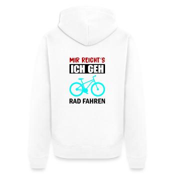 mir reichts rad fahren - Unisex Premium Bio Zip Hoodie - Weiß - Hinten - Thijin (182cm)