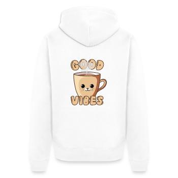 Cute Cat Cup - Unisex Premium Bio Zip Hoodie - Weiß - Hinten - Thijin (182cm)