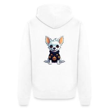 Chihuahua Hallooween Pullover - Unisex Premium Bio Zip Hoodie - Weiß - Hinten - Thijin (182cm)