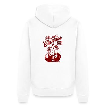 My Delicious Cherries – Retro Fruit Design - Unisex Premium Bio Zip Hoodie - Weiß - Hinten - Thijin (182cm)