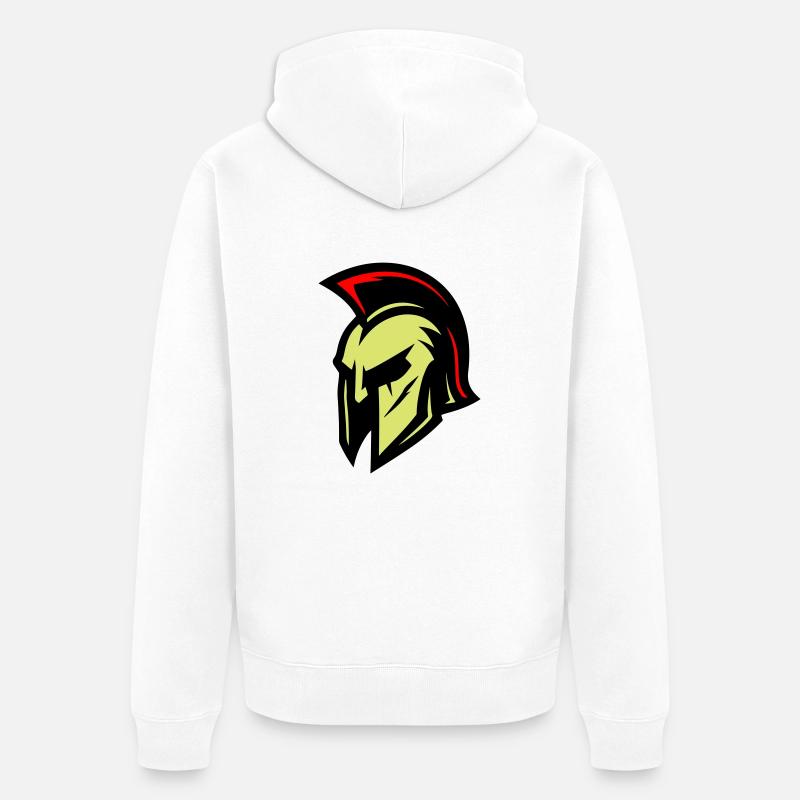 Gladiator Helm Sparta - Unisex Premium Bio Zip Hoodie - Weiß