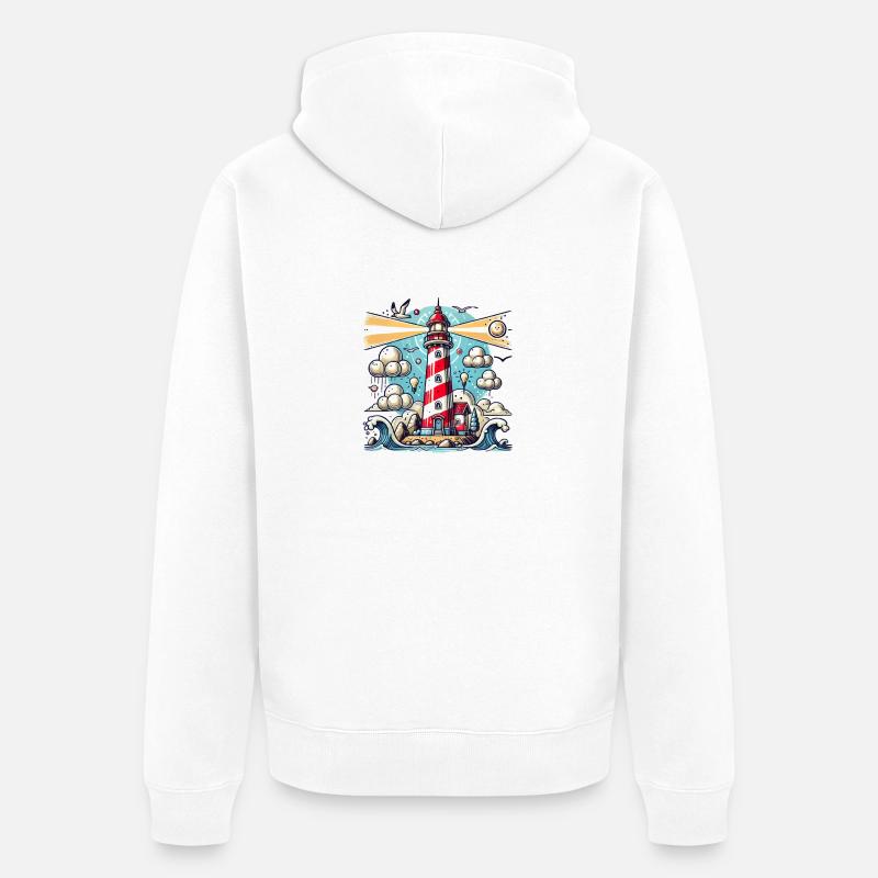 Lighthouse Leuchtturm - Unisex Premium Bio Zip Hoodie - Weiß