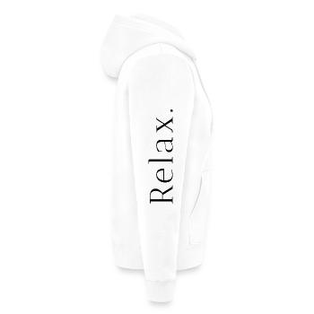 relax - Unisex Premium Bio Zip Hoodie - Weiß - Rechts - Thijin (182cm)